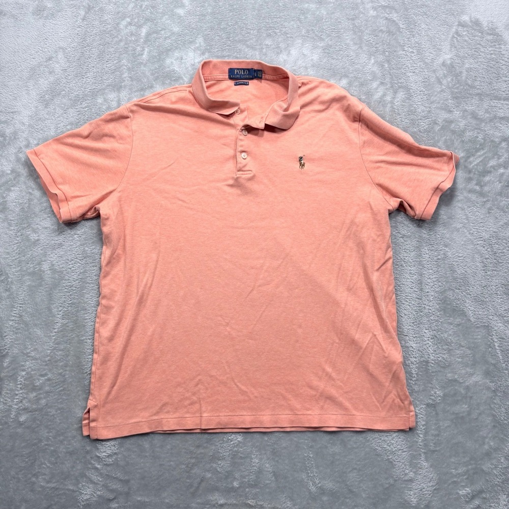 Polo Ralph Lauren Polo Shirt Mens Large Coral Orange Classic Fit Short Sleeve